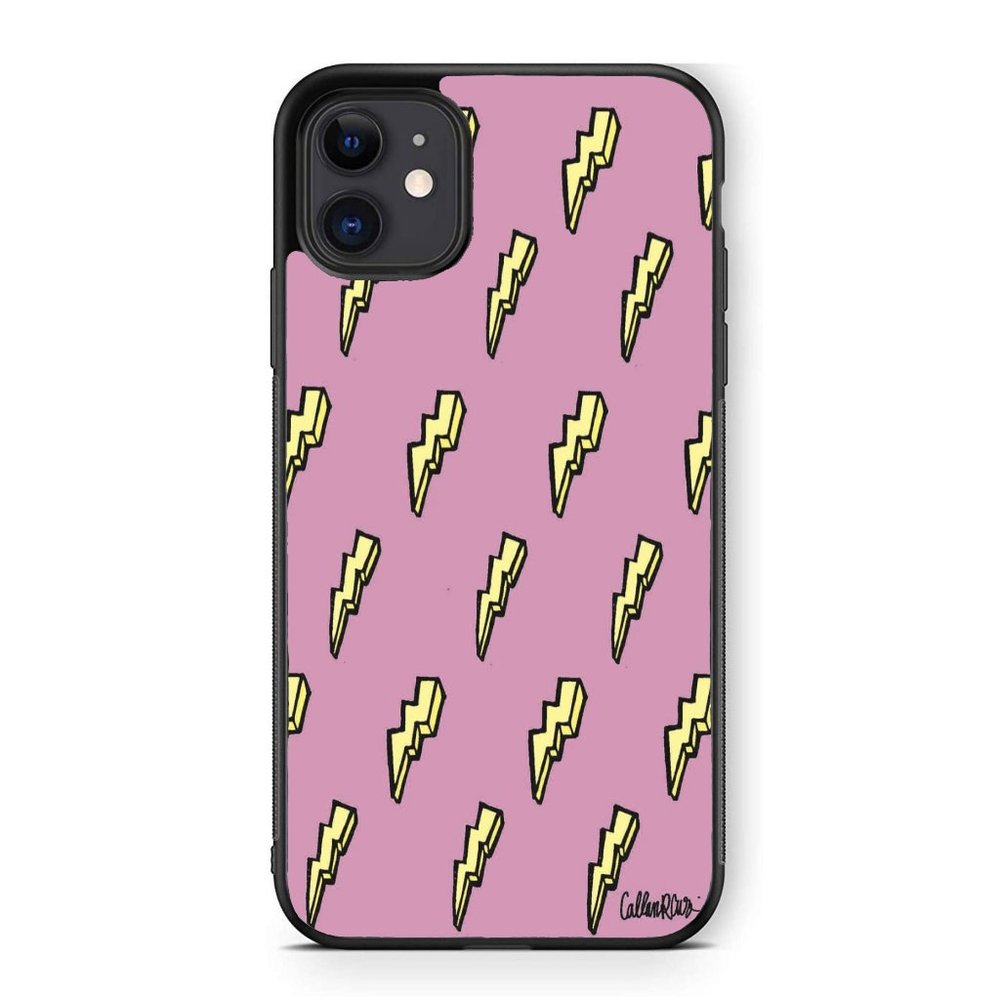 Cartoon Lightning Bolts Pattern Cute Pink iPhone Case